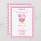 Owl Baby Girl Shower Invitations Kaart (Voorkant / Achterkant)