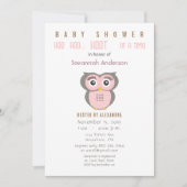 Owl Baby Girl Shower Invitations Kaart (Voorkant)