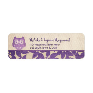 Owl Baby Paarse Return Address Labels