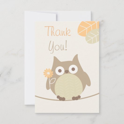 Owl Baby shower Bedankt Neutraal geslacht Kaart (Voorkant)