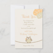 Owl Baby shower Bedankt Neutraal geslacht Kaart (Achterkant)