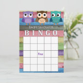 Owl baby shower bingo card kaart (Staand voorkant)