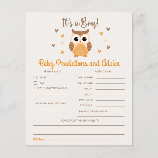 Owl Baby Shower Boy (Voorkant)