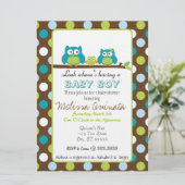 Owl Baby shower BOY nodigt uit Kaart (Staand voorkant)