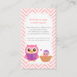 Owl Baby shower Chevron Book Insert Card Informatiekaartje