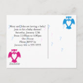 Owl baby shower gender onthulling uitnodiging briefkaart (Achterkant)