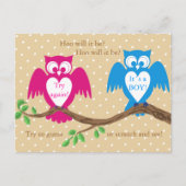 Owl baby shower gender onthulling uitnodiging briefkaart (Voorkant)