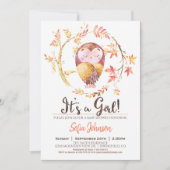 Owl Baby shower Girl Invitation Kaart (Voorkant)