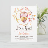 Owl Baby shower Girl Invitation Kaart (Staand voorkant)