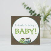 Owl Baby shower | Groen/blauw/bruin Kaart (Staand voorkant)