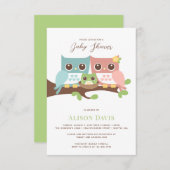 Owl Baby shower Invitation Aankondiging (Voorkant / Achterkant)