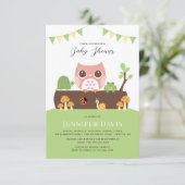 Owl Baby shower Invitation Aankondiging (Staand voorkant)