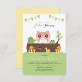Owl Baby shower Invitation Aankondiging (Voorkant / Achterkant)