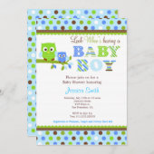 Owl Baby shower Invitation Boy Kaart (Voorkant / Achterkant)