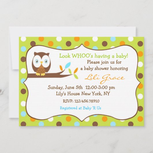 Owl Baby shower Invitation - Boy Kaart (Voorkant)