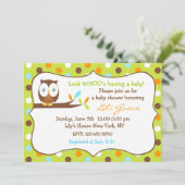 Owl Baby shower Invitation - Boy Kaart (Staand voorkant)