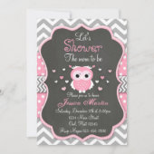 Owl Baby shower Invitation, Chevron, Chalkboard Kaart (Voorkant)