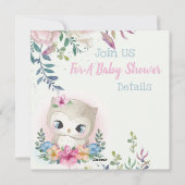 Owl Baby shower Invitation Feestdagenkaart (Achterkant)