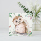 Owl Baby shower Invitation Feestdagenkaart (Staand voorkant)