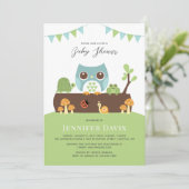 Owl Baby shower Invitation Kaart (Staand voorkant)