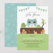Owl Baby shower Invitation Kaart (Voorkant / Achterkant)