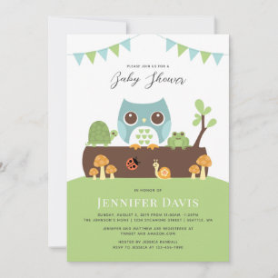 Owl Baby shower Invitation Kaart