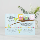 Owl Baby shower Invitation Kaart (Staand voorkant)
