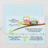 Owl Baby shower Invitation Kaart (Voorkant / Achterkant)