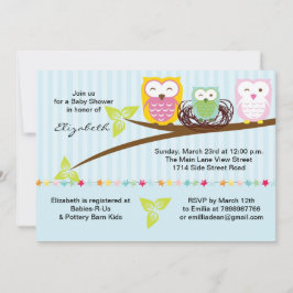 Owl Baby shower Invitation Kaart