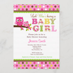 Owl Baby shower Invitation Kaart