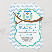 Owl Baby shower Invitation Kaart (Voorkant / Achterkant)