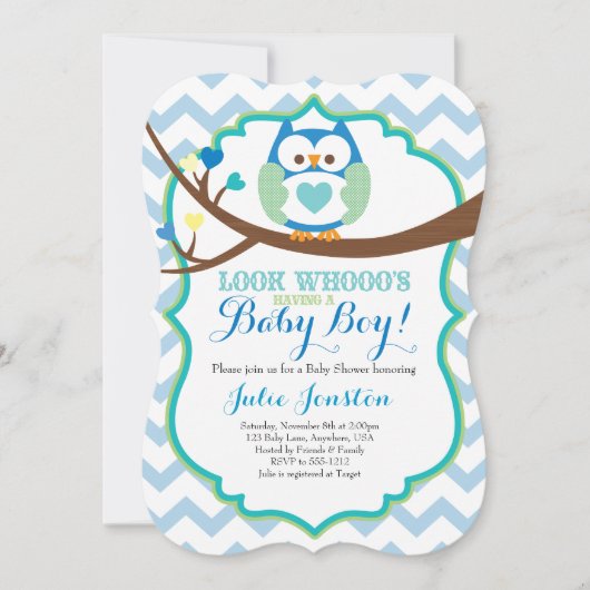 Owl Baby shower Invitation Kaart (Voorkant)