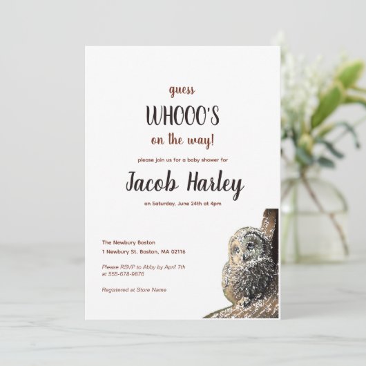 Owl Baby shower Invitation Kaart (Staand voorkant)