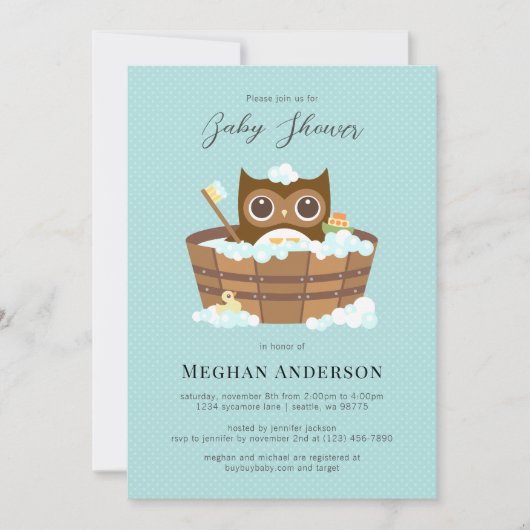 Owl Baby shower Invitation Kaart (Voorkant)