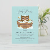 Owl Baby shower Invitation Kaart (Staand voorkant)