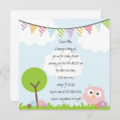 Owl Baby shower Invitation Kaart (Voorkant / Achterkant)