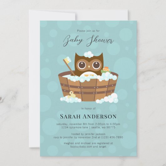 Owl Baby shower Invitation Kaart (Voorkant)