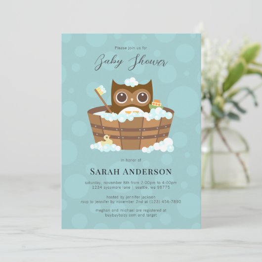 Owl Baby shower Invitation Kaart (Staand voorkant)