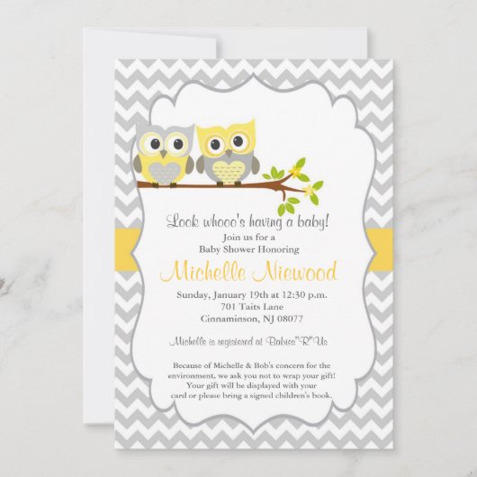 Owl Baby shower Invitation Kaart (Voorkant)