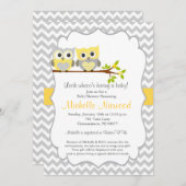 Owl Baby shower Invitation Kaart (Voorkant / Achterkant)