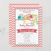 Owl Baby shower Invitation Kaart (Voorkant / Achterkant)