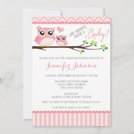Owl Baby shower Invitation | Roze Chevron | Meisje Kaart