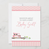 Owl Baby shower Invitation | Roze Chevron | Meisje Kaart (Achterkant)