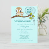 Owl Baby Shower Invitations Boy Mammie BLUE Kaart (Staand voorkant)