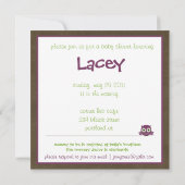 Owl Baby shower | Meisje > bruin, groen en paars Kaart (Achterkant)