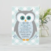 Owl baby shower nodigbos kaart (Staand voorkant)