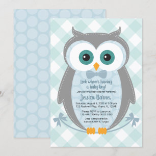 Owl baby shower nodigbos kaart