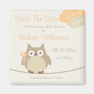 Owl Baby shower sparen de datum Neutraal geslacht Magneet