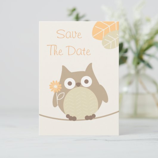 Owl Baby shower sparen de datum Neutraal geslacht Save The Date (Staand voorkant)