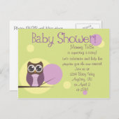 Owl Baby shower Uitnodiging Briefkaart (Voorkant / Achterkant)